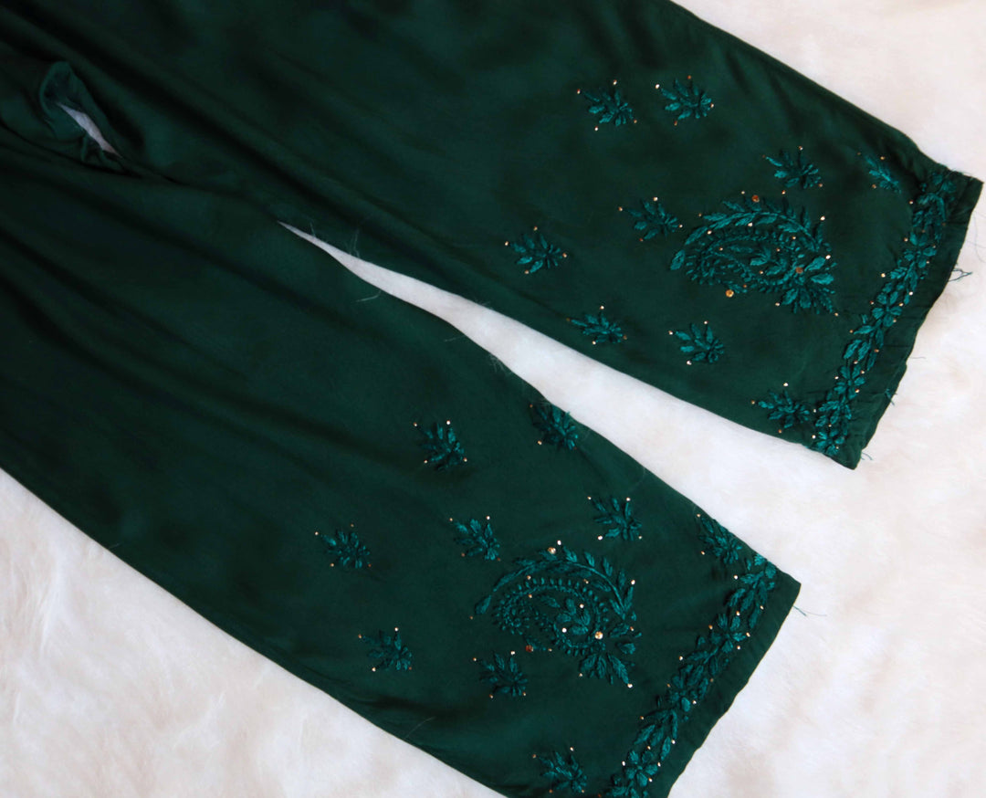 BOTTLE GREEN 2 PIECE RAYON MUKAISH SET