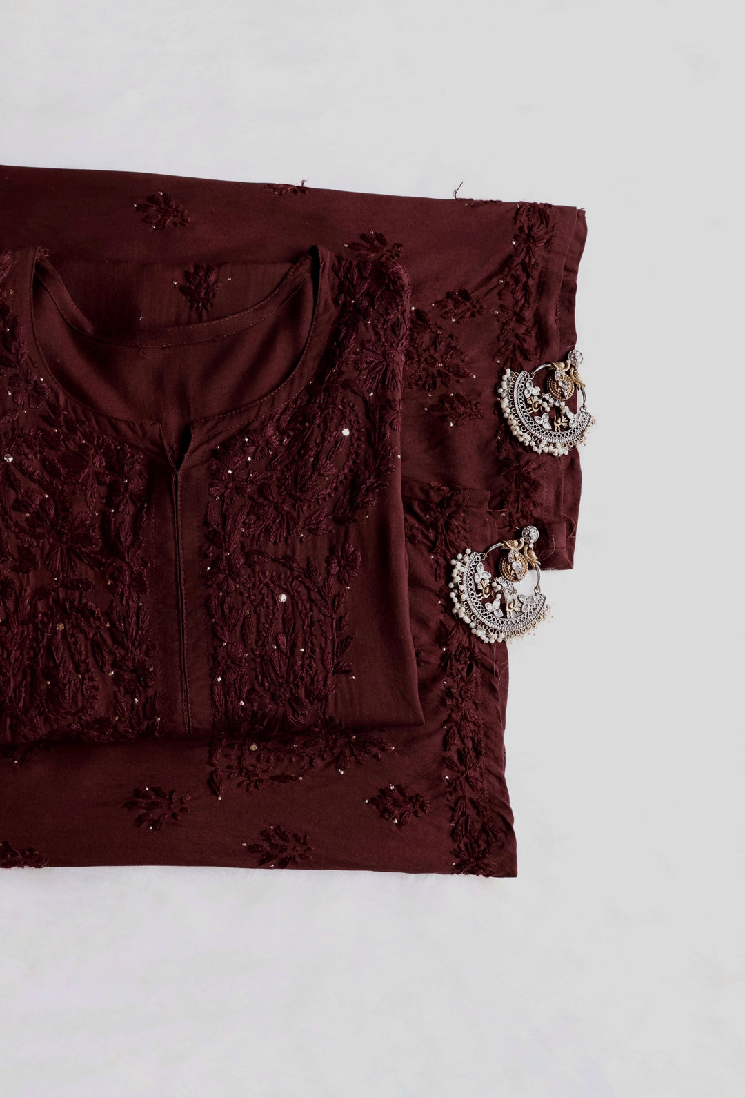 CHOCOLATE BROWN 2 PIECE RAYON MUKAISH SET
