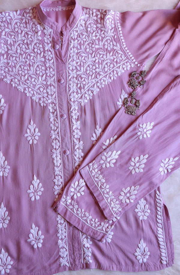 SANYA  DUSTY PURPLE RAYON CHIKANKARI CO-ORD SET