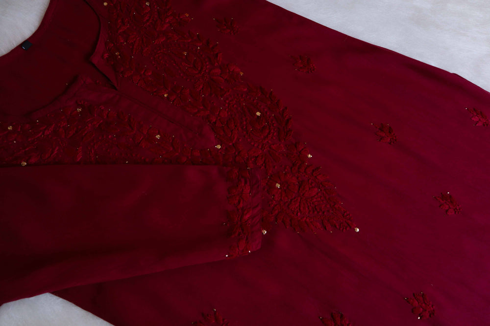 MAROON 2 PIECE RAYON MUKAISH SET