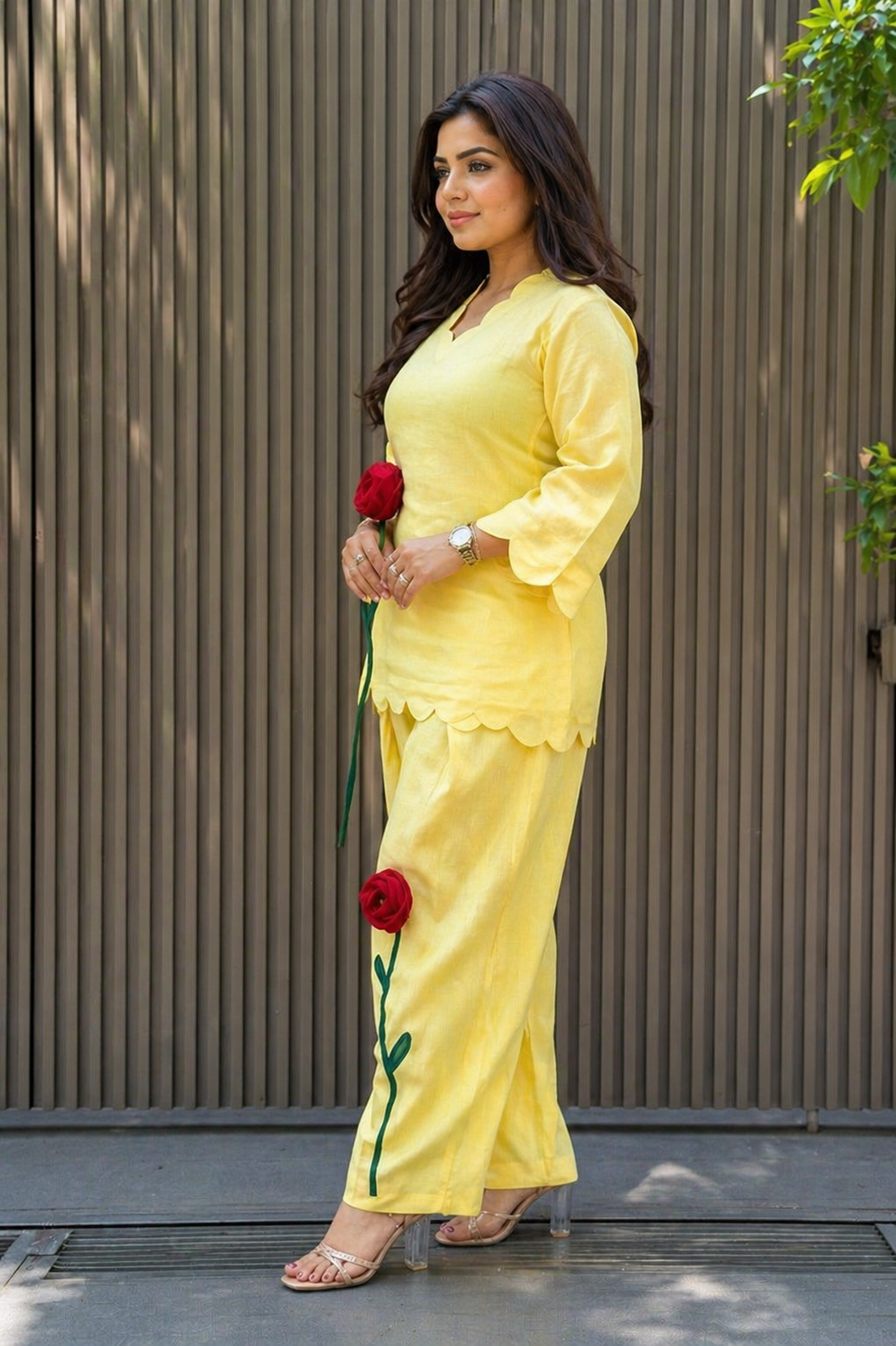AZMARA YELLOW PURE MUL COTTON FARSHI SET
