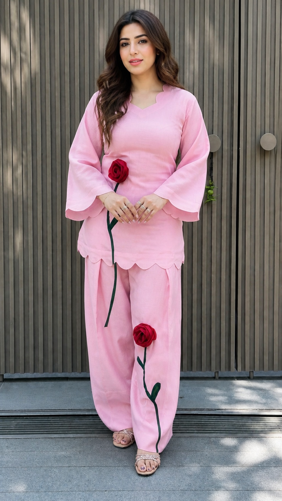 AZMARA PINK PURE MUL COTTON FARSHI SET
