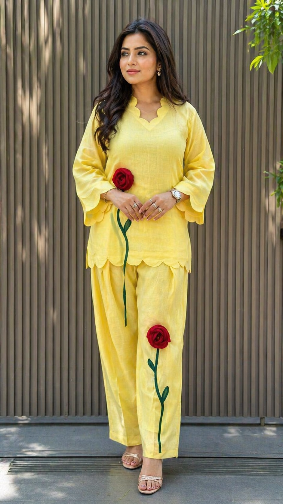 AZMARA YELLOW PURE MUL COTTON FARSHI SET