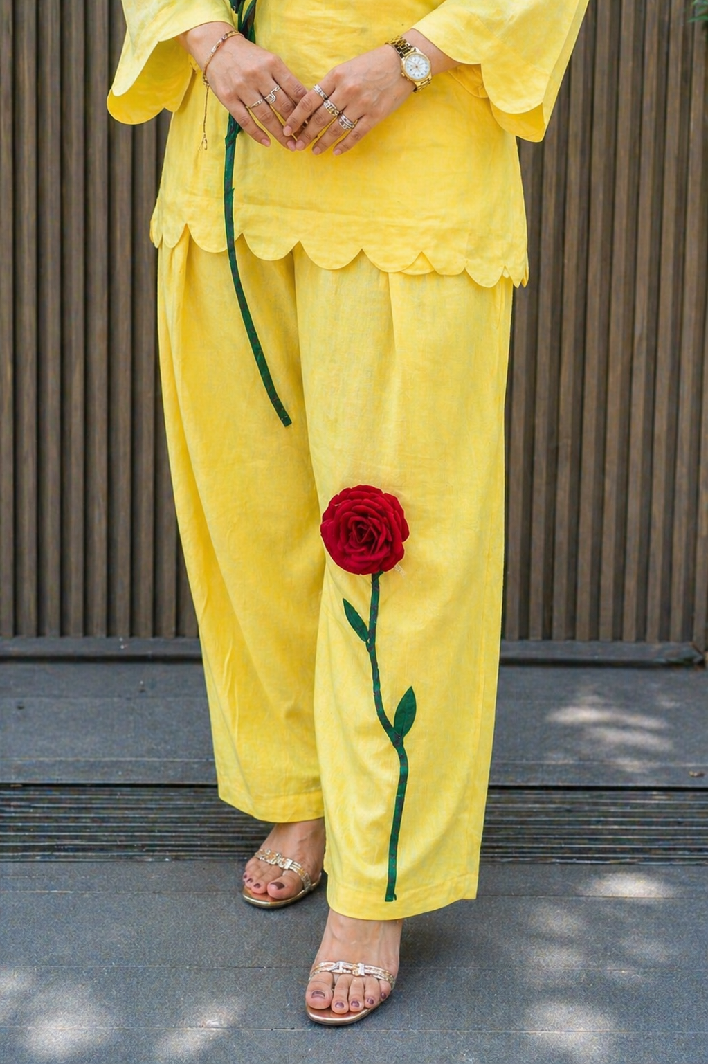 AZMARA YELLOW PURE MUL COTTON FARSHI SET