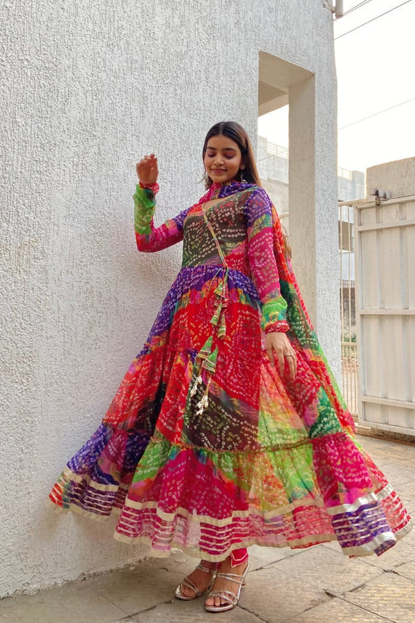 SATRANGI BHANDHANI ANARKALI SET