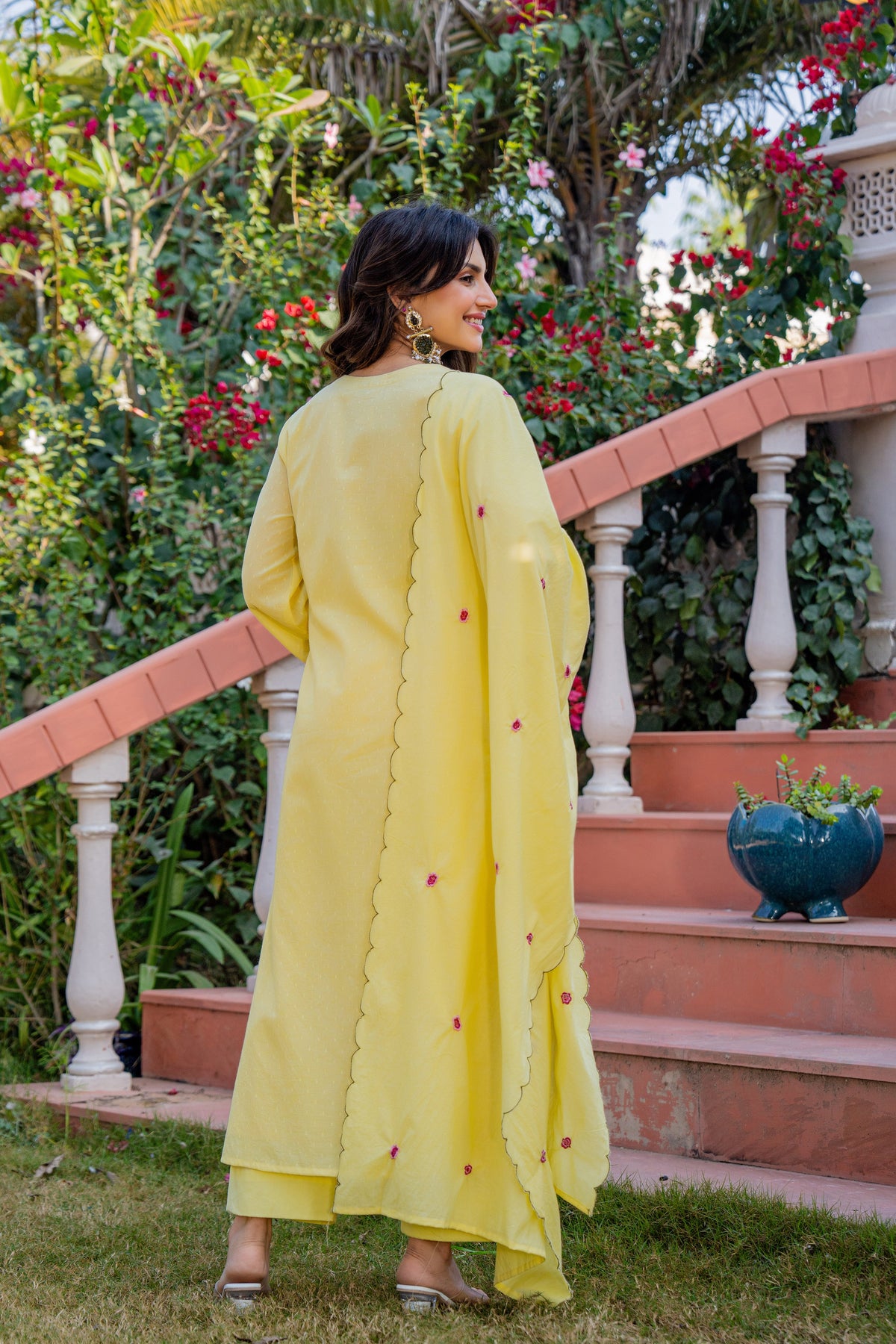 MUSKAAN YELLOW PURE COTTON FLORAL SUIT SET