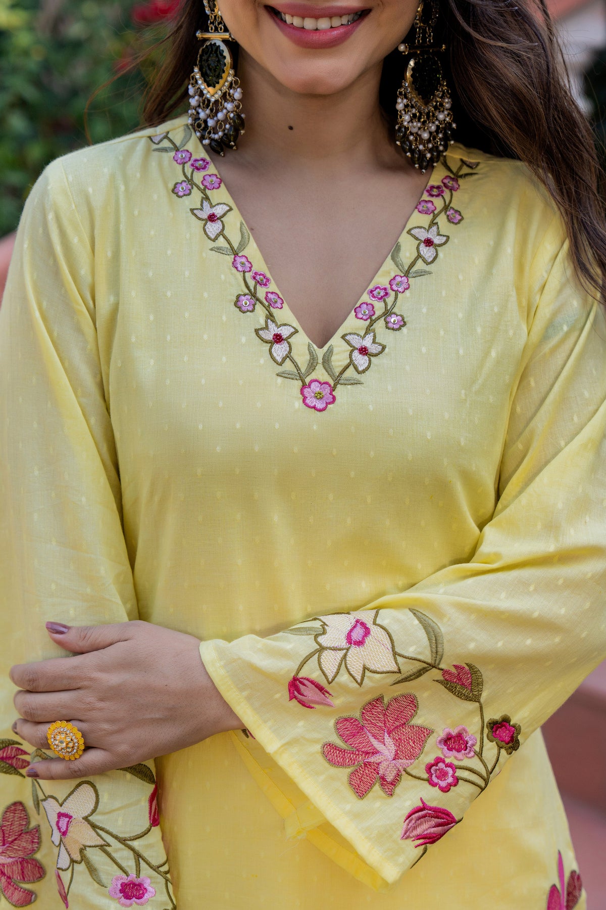 MUSKAAN YELLOW PURE COTTON FLORAL SUIT SET