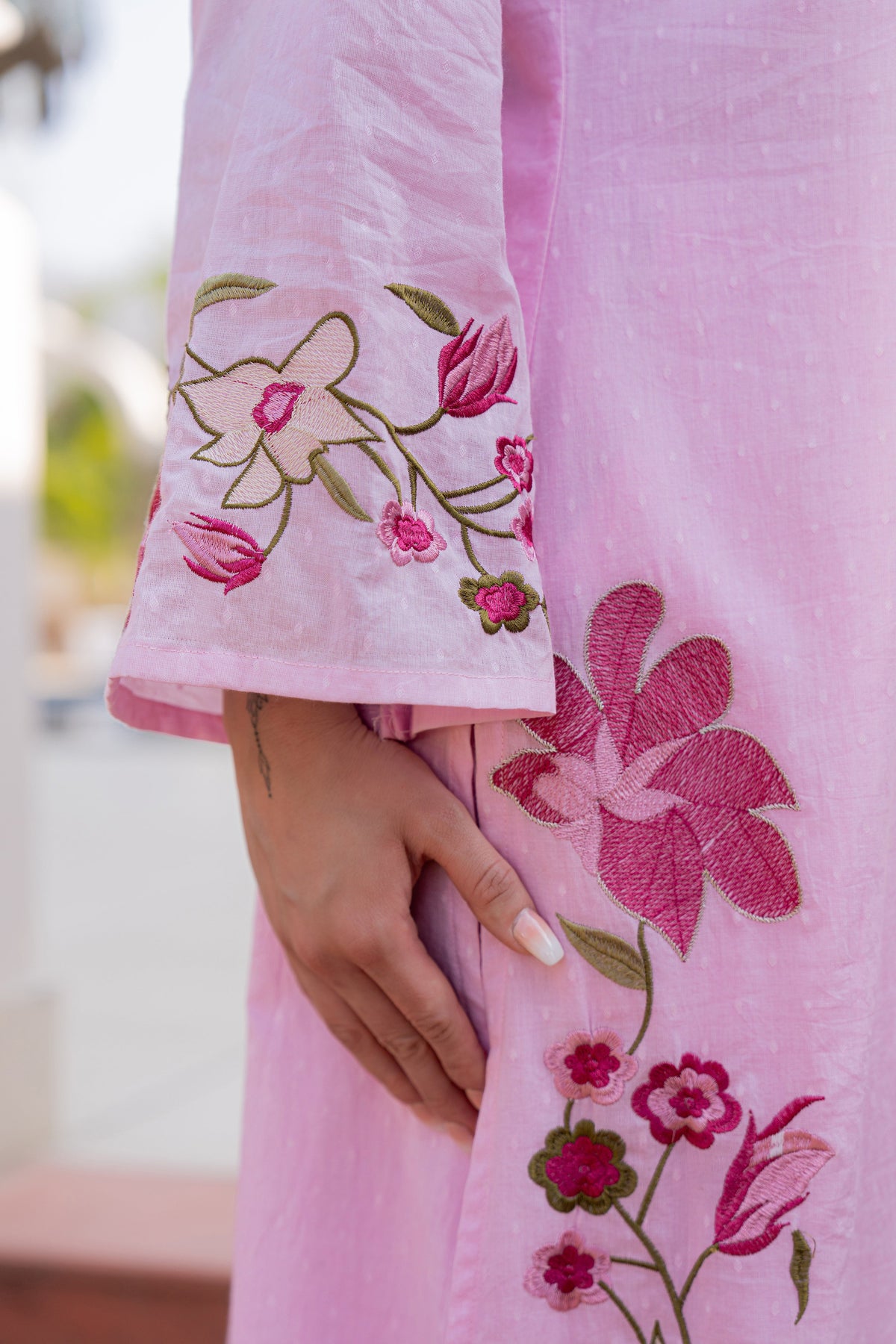 MUSKAAN BLUSH PINK PURE COTTON FLORAL SUIT SET