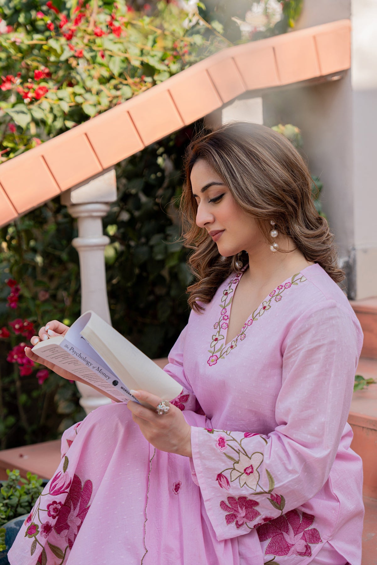 MUSKAAN BLUSH PINK PURE COTTON FLORAL SUIT SET