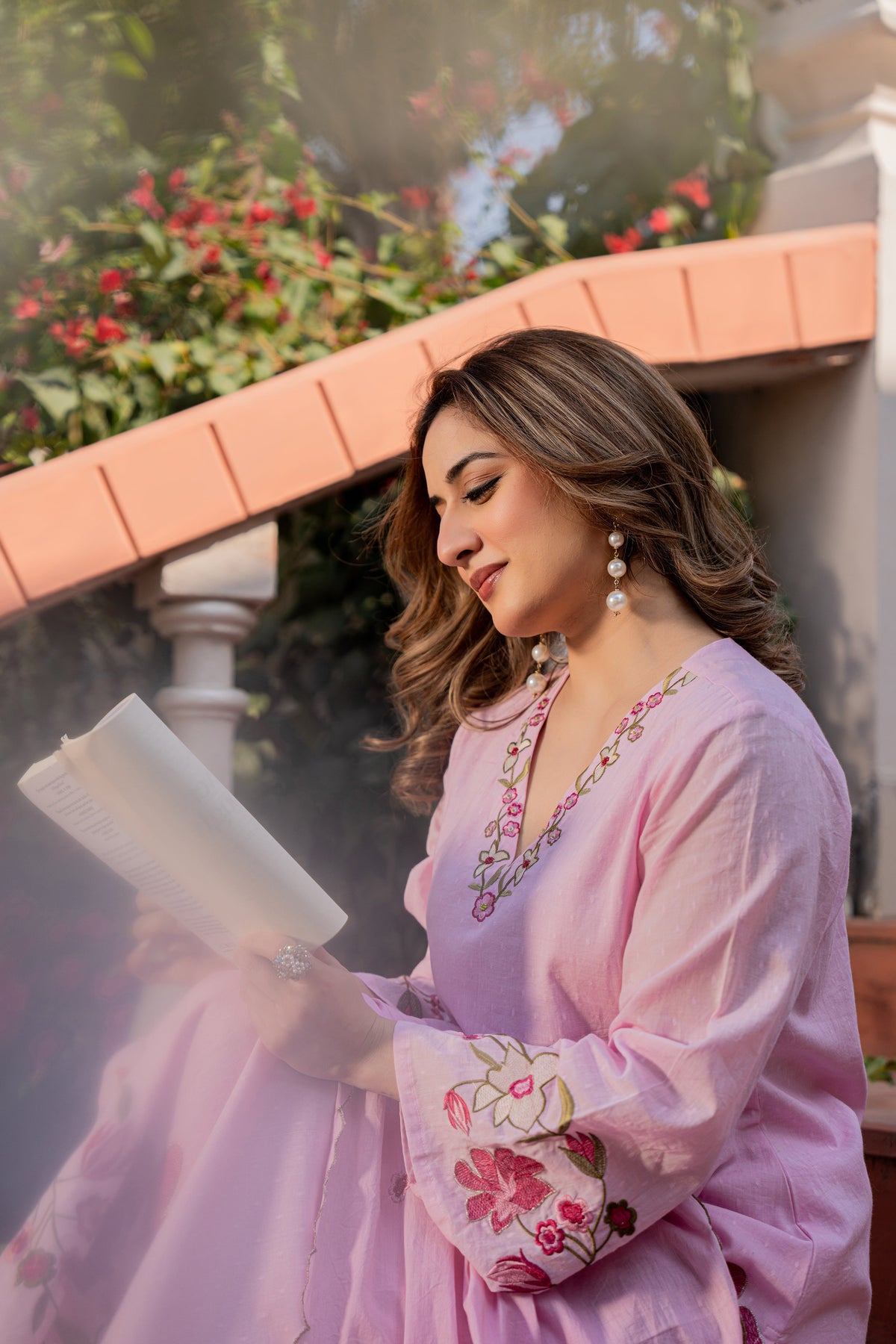 MUSKAAN BLUSH PINK PURE COTTON FLORAL SUIT SET