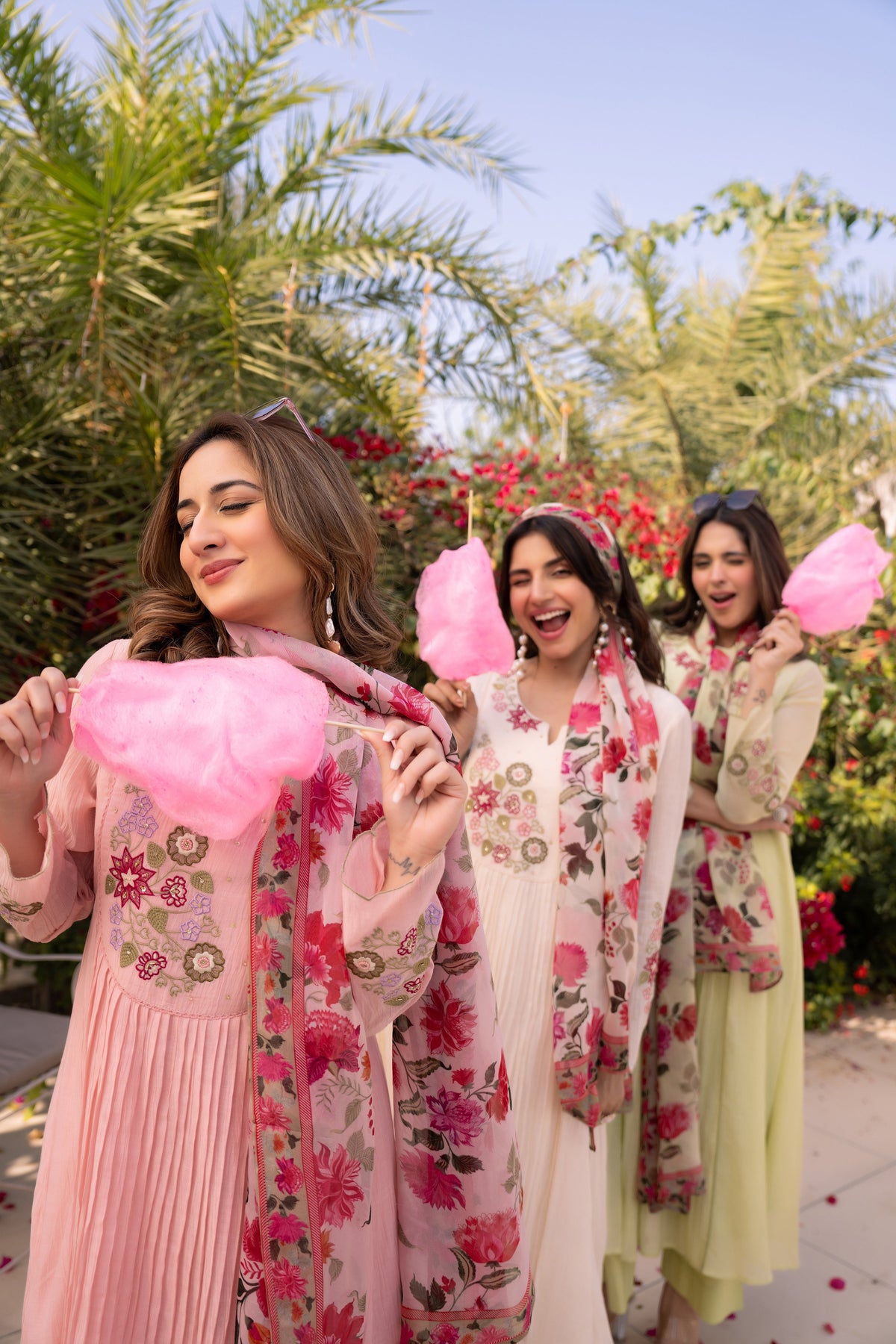 RIMJHIM CREAM FLORAL PREMIUM MUL COTTON SUIT SET