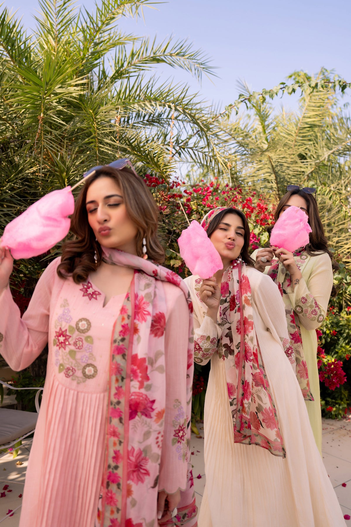 RIMJHIM CREAM FLORAL PREMIUM MUL COTTON SUIT SET