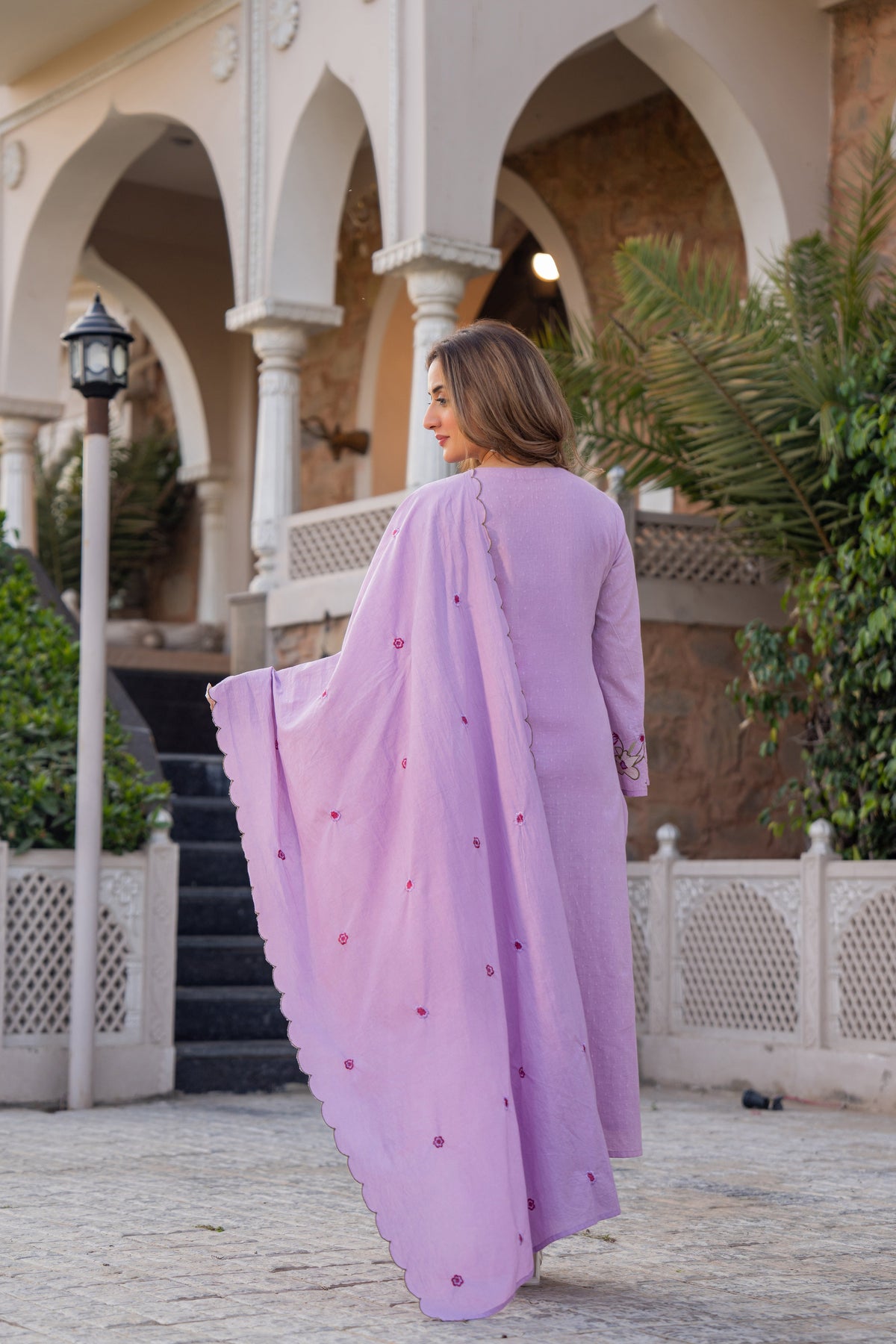 MUSKAAN LILAC PURE COTTON FLORAL SUIT SET
