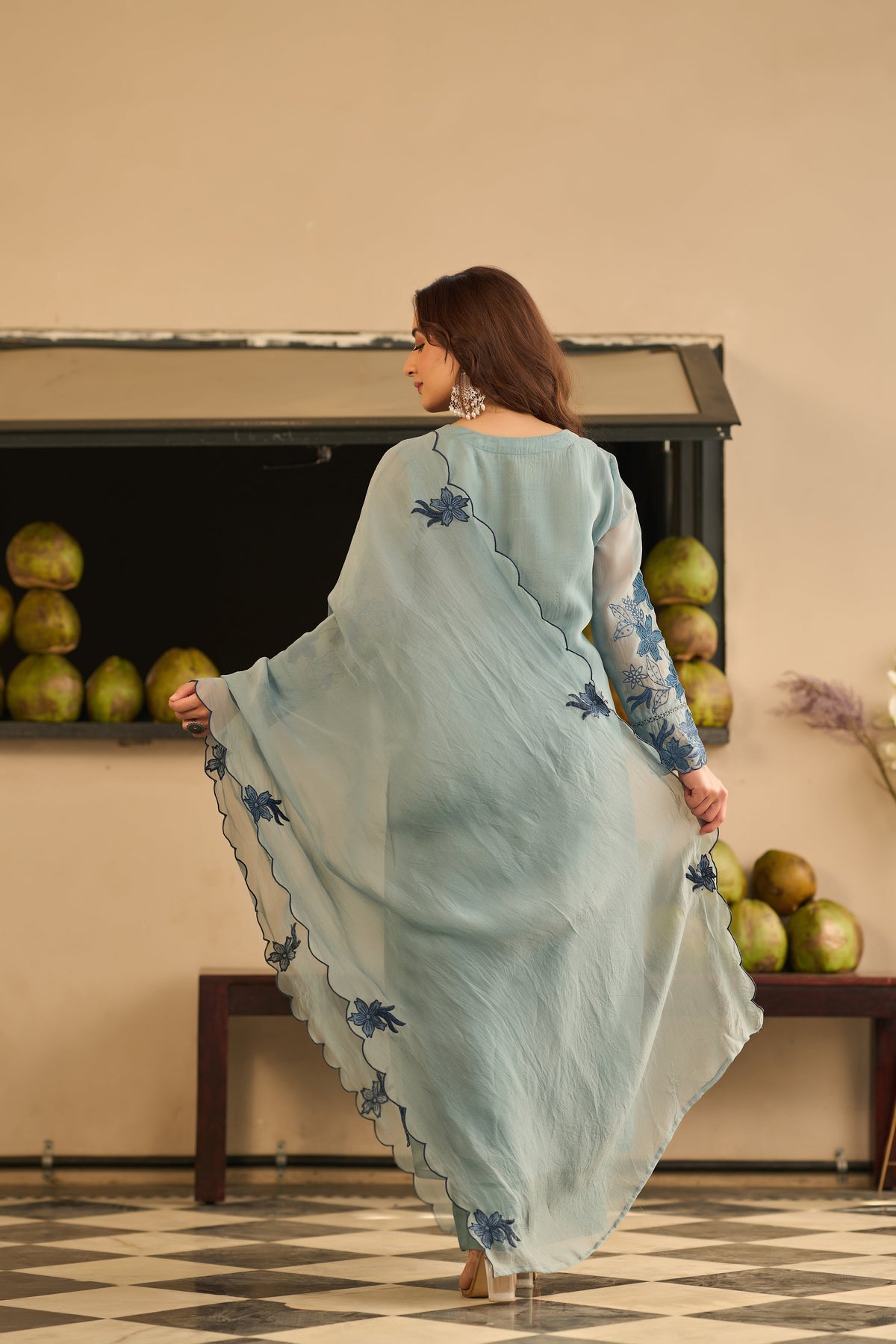 KUDRAT POWDER BLUE ORGANZA SUIT SET