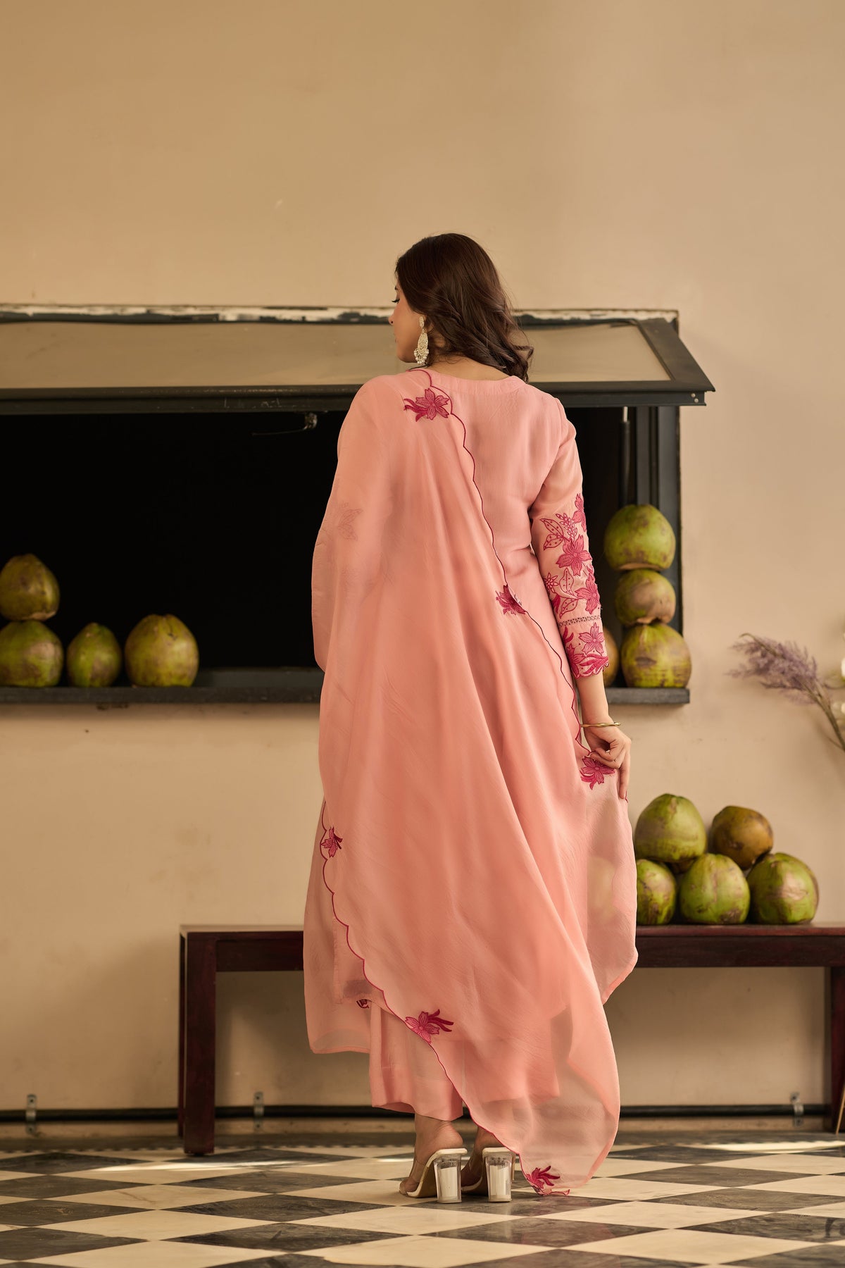 KUDRAT BLUSH PINK ORGANZA SUIT SET