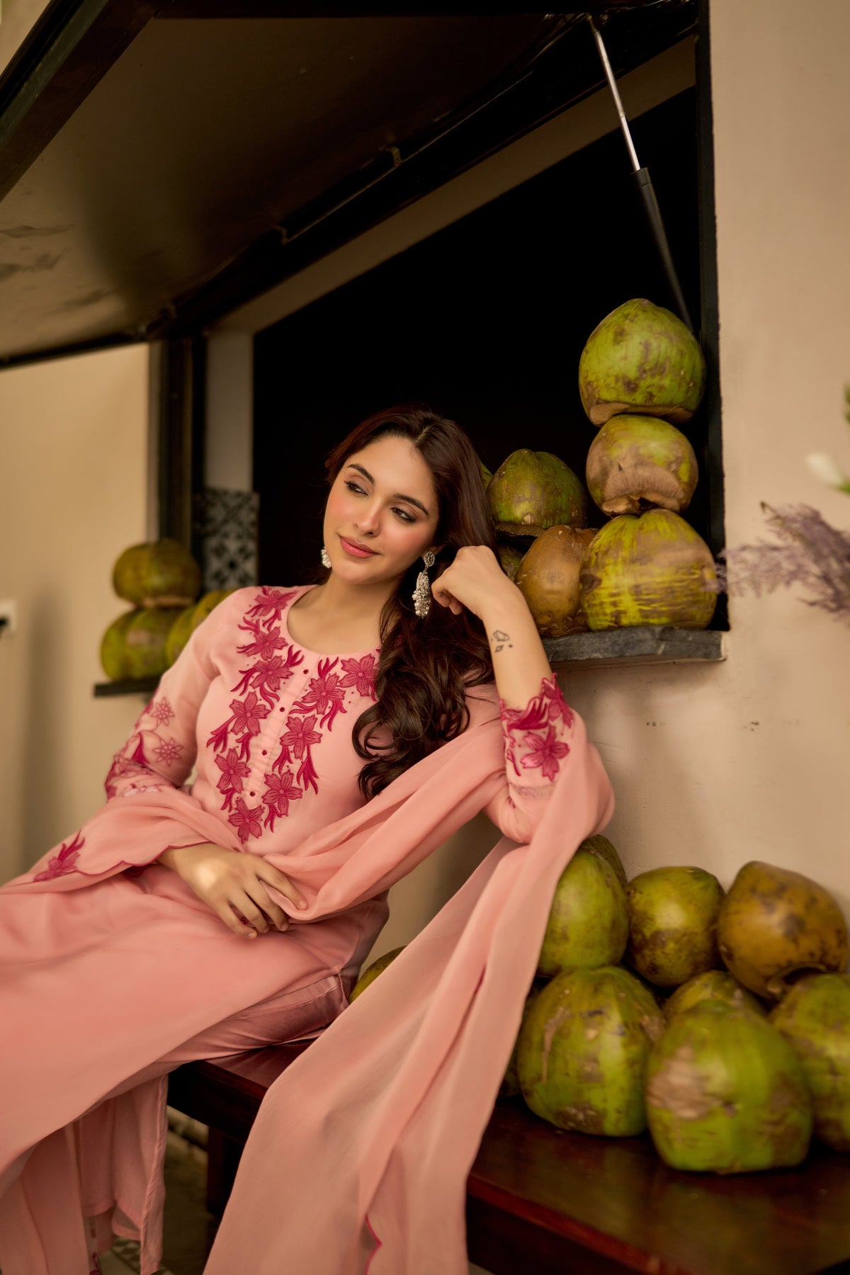 KUDRAT BLUSH PINK ORGANZA SUIT SET