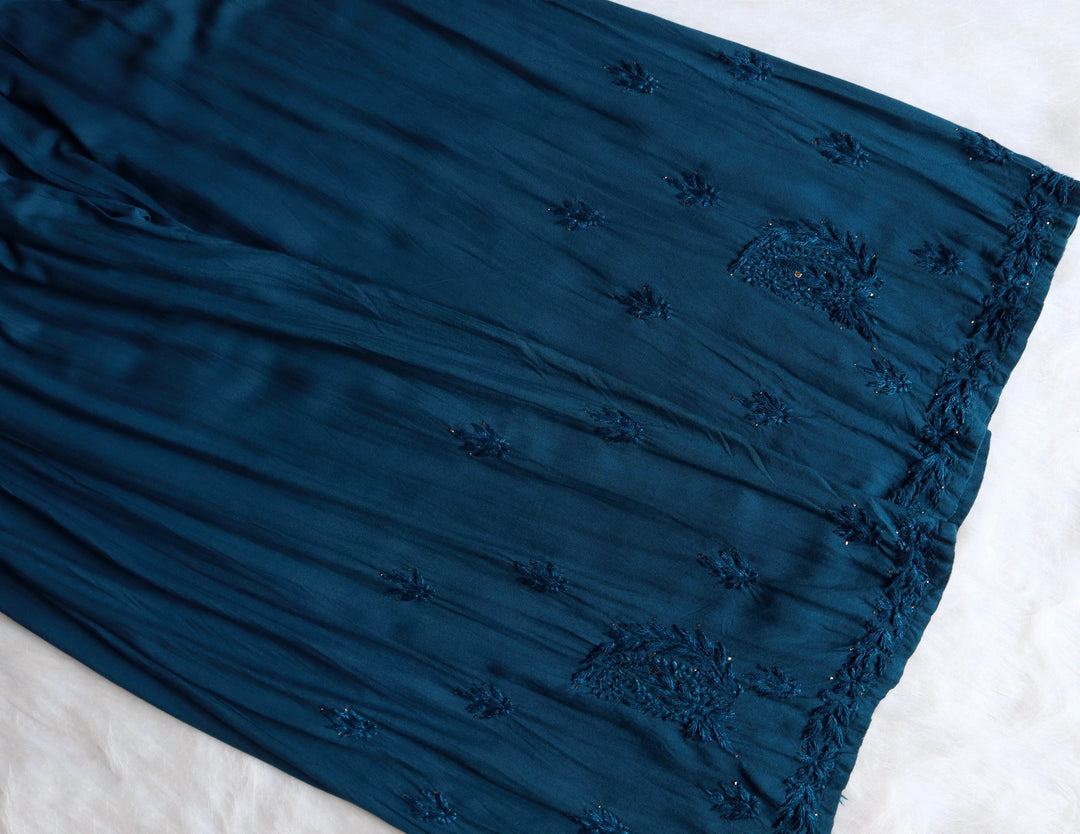 PEACOCK BLUE 2 PIECE RAYON MUKAISH SET