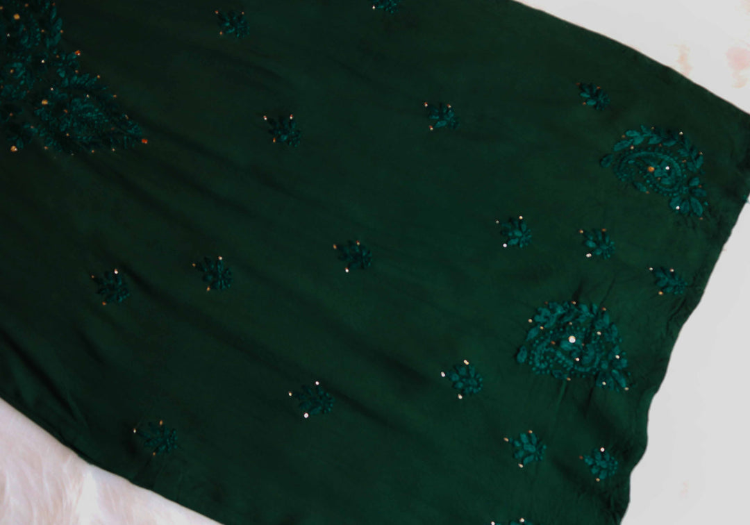 BOTTLE GREEN 2 PIECE RAYON MUKAISH SET