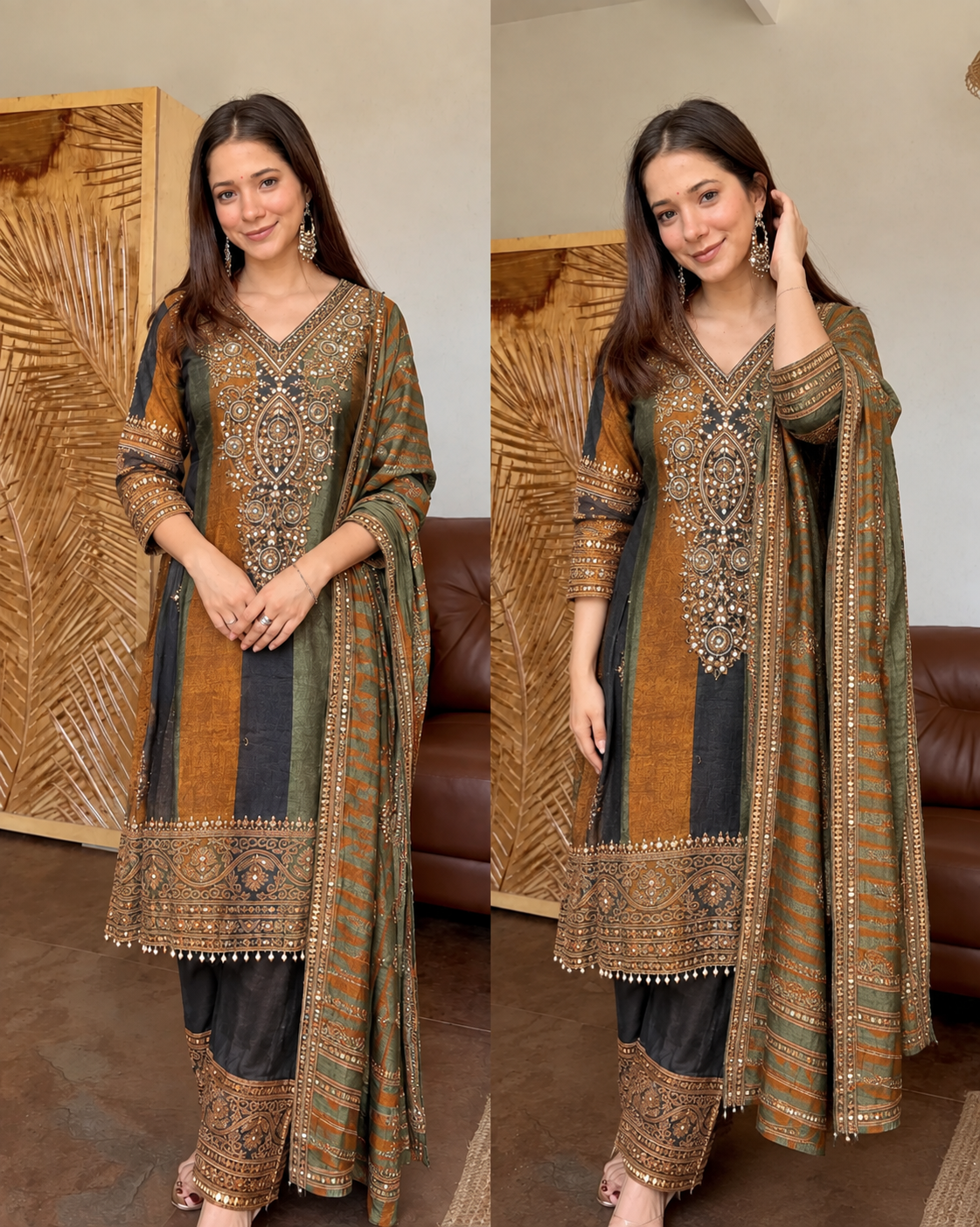 MEHRAB BACK PURE CREPE A-LINE FARSHI SUIT SET WITH DIGITAL PRINT DUPPATA