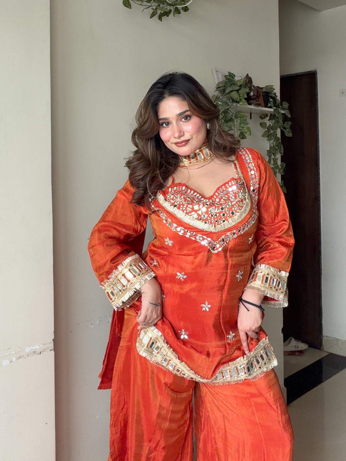 KASHISH PREMIUM RUST TISSUE 4-PIECE BUSTIER INDO SET