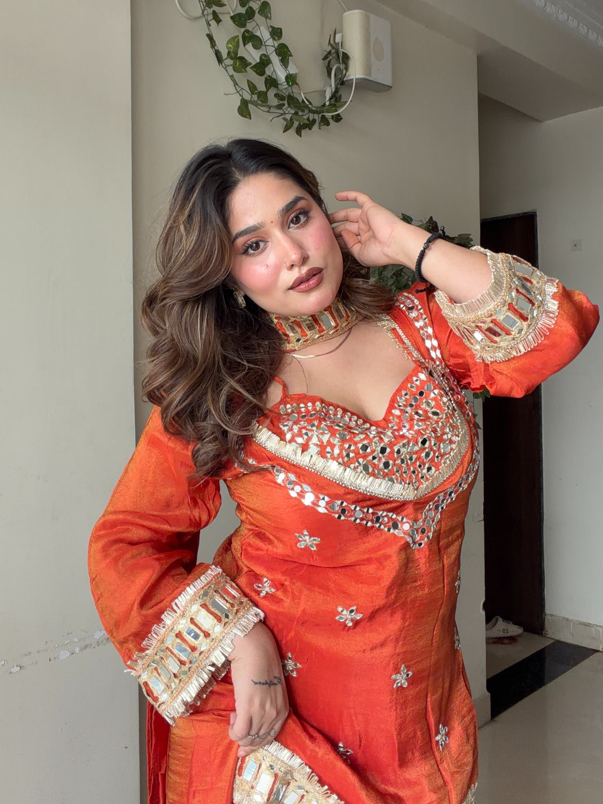 KASHISH PREMIUM RUST TISSUE 4-PIECE BUSTIER INDO SET