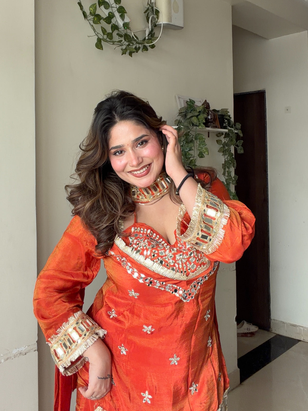 KASHISH PREMIUM RUST TISSUE 4-PIECE BUSTIER INDO SET