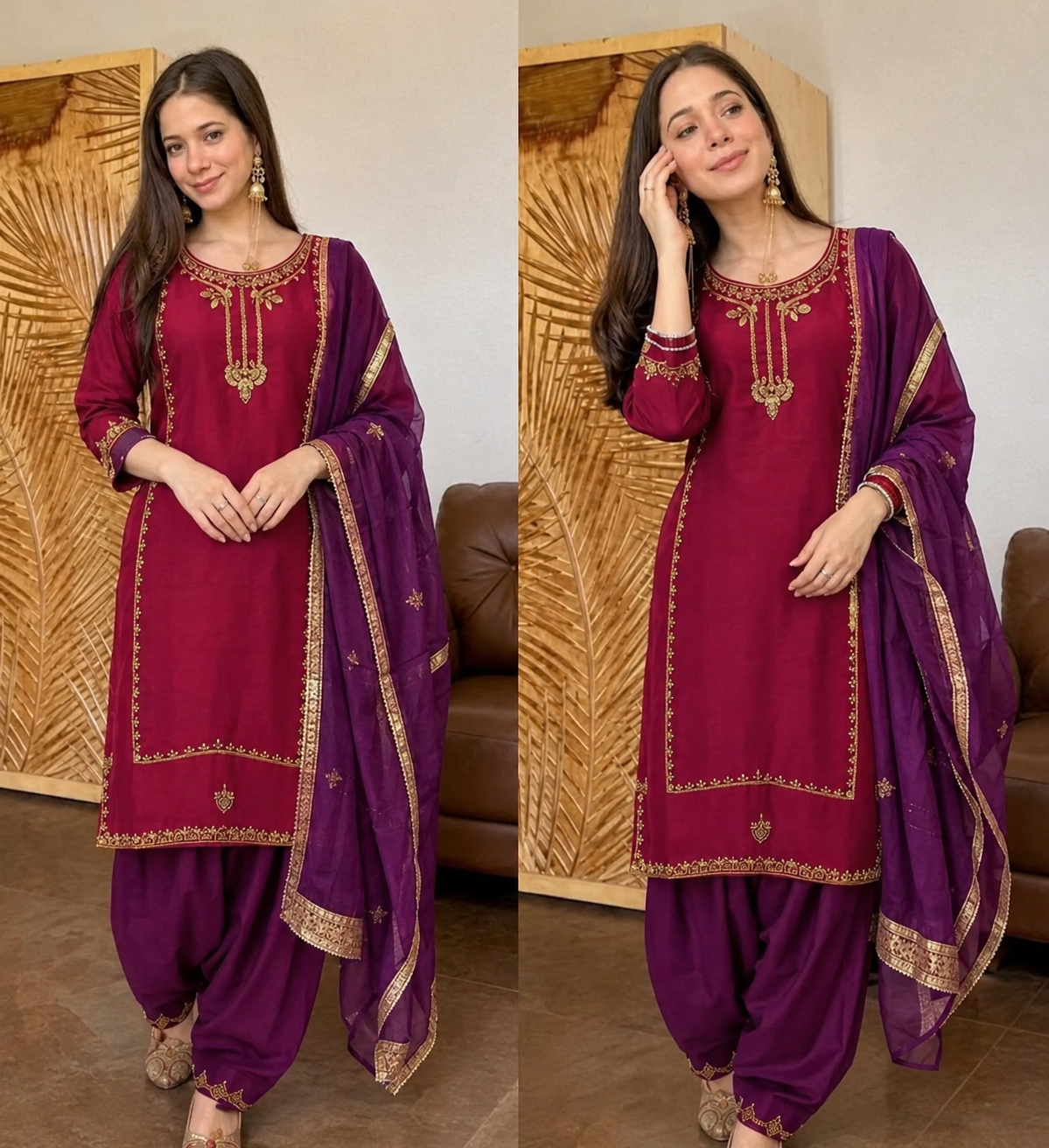 KARWACHAUTH SPECIAL PREMIUM SHIMMER SILK DESGINER HANDWORK FARSHI SUIT