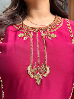 KARWACHAUTH SPECIAL PREMIUM SHIMMER SILK DESGINER HANDWORK FARSHI SUIT