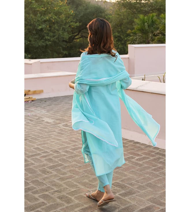 SARGAM AQUA PURE MUL COTTON CHIKANKARI SUIT SET