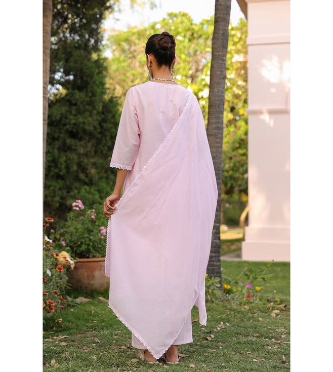 SARGAM PINK PURE MUL COTTON CHIKANKARI SUIT SET