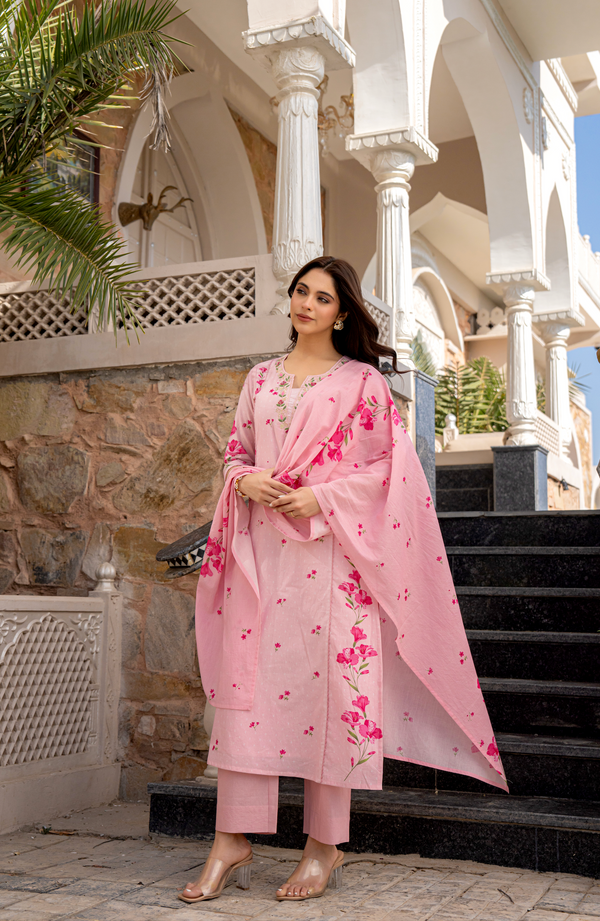 GULAABO ROSE PINK COTTON SUIT SET
