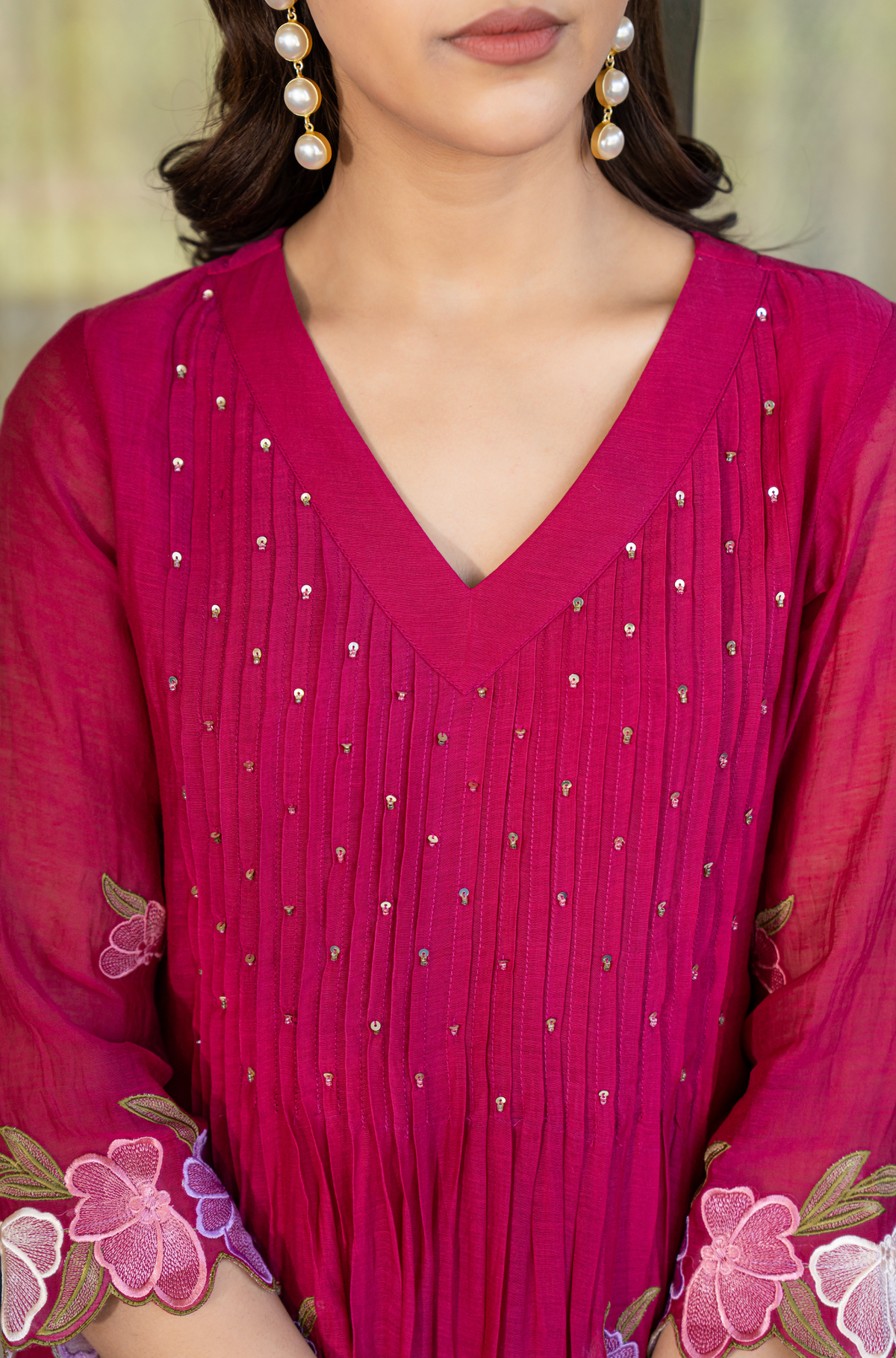 GUNJAN RANI PINK PURE CHANDERI EMBROIDERED SUIT SET