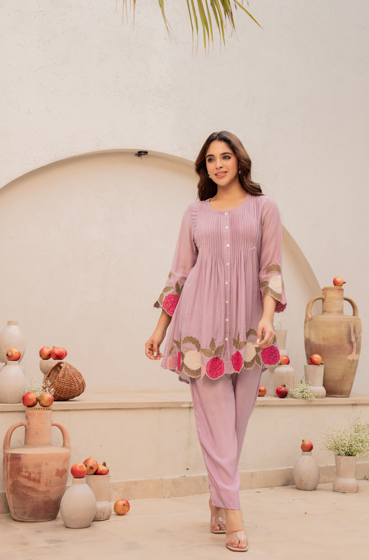 RYMA LAVENDER MUL CHANDERI SET