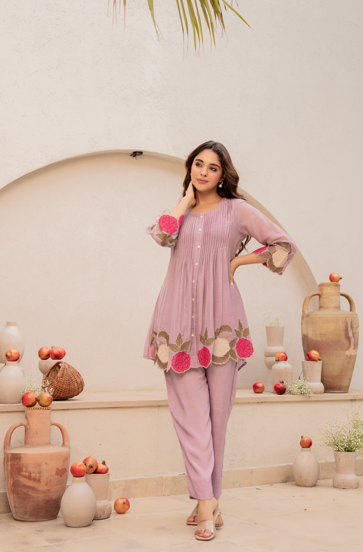 RYMA LAVENDER MUL CHANDERI SET