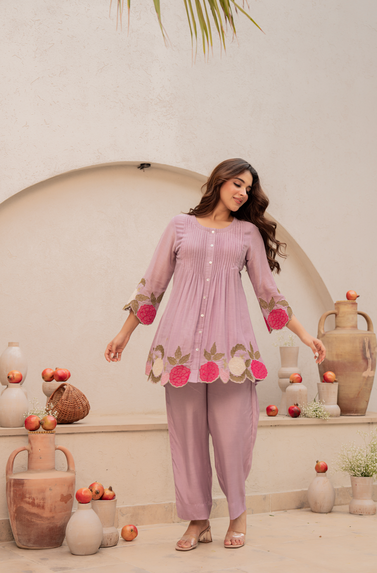 RYMA LAVENDER MUL CHANDERI SET