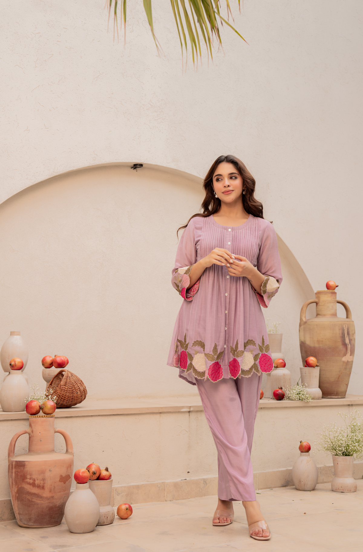 RYMA LAVENDER MUL CHANDERI SET