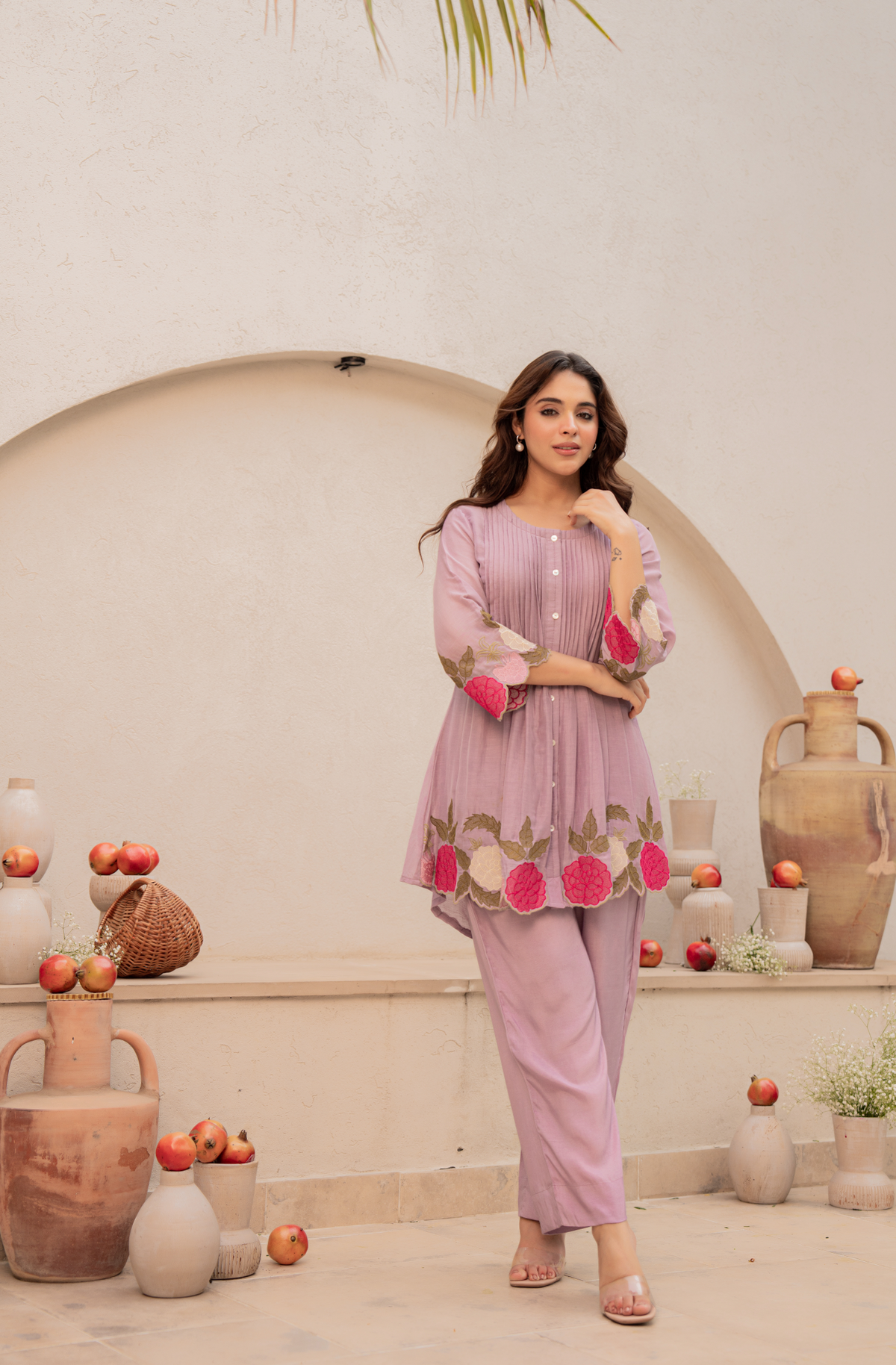 RYMA LAVENDER MUL CHANDERI SET