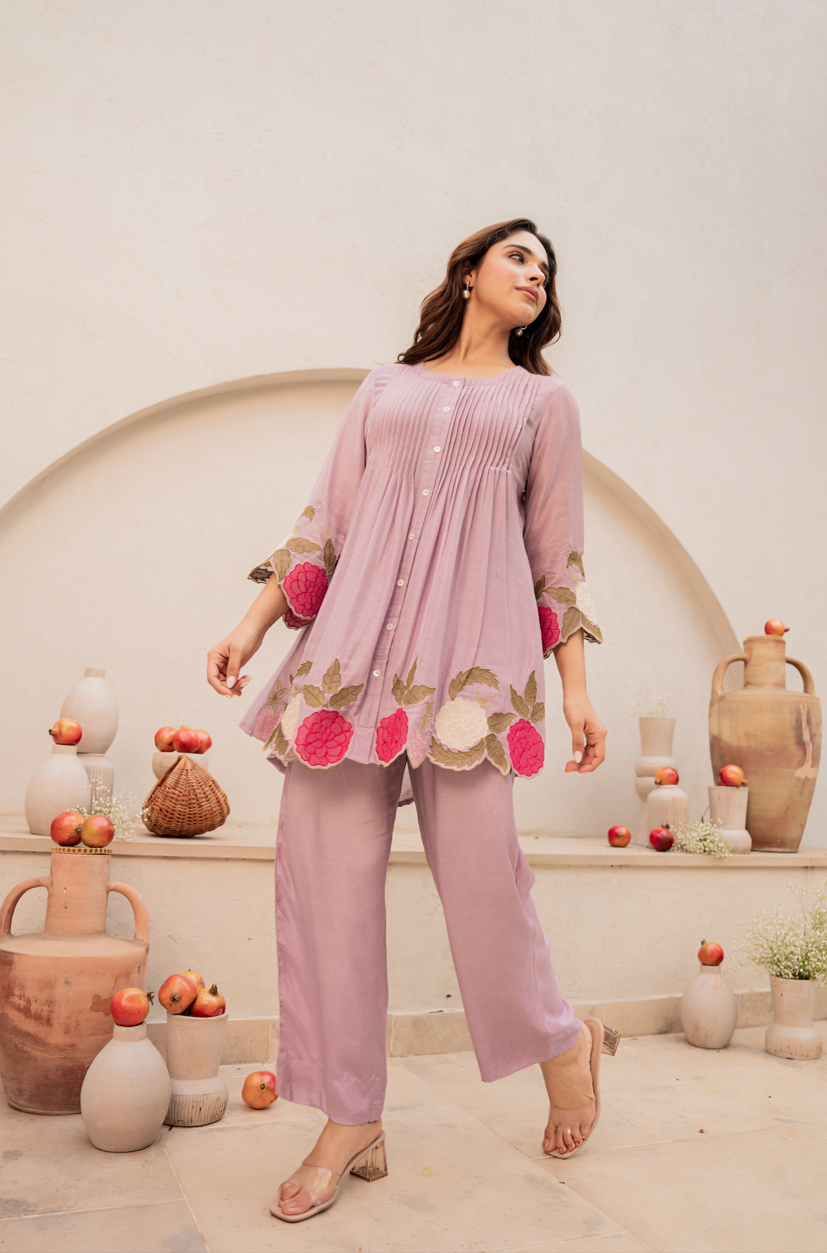 RYMA LAVENDER MUL CHANDERI SET