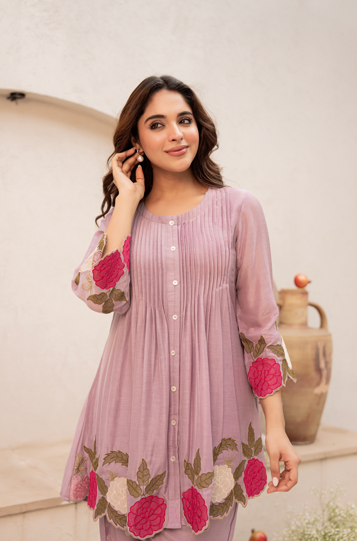 RYMA LAVENDER MUL CHANDERI SET