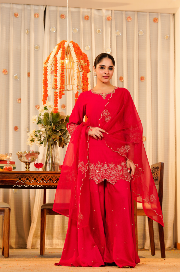 ROSHNI ROSE RADIANCE SATOORI SILK SUIT SET