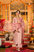 NAZREEN BLUSH ROSE DOLA SILK SUIT SET