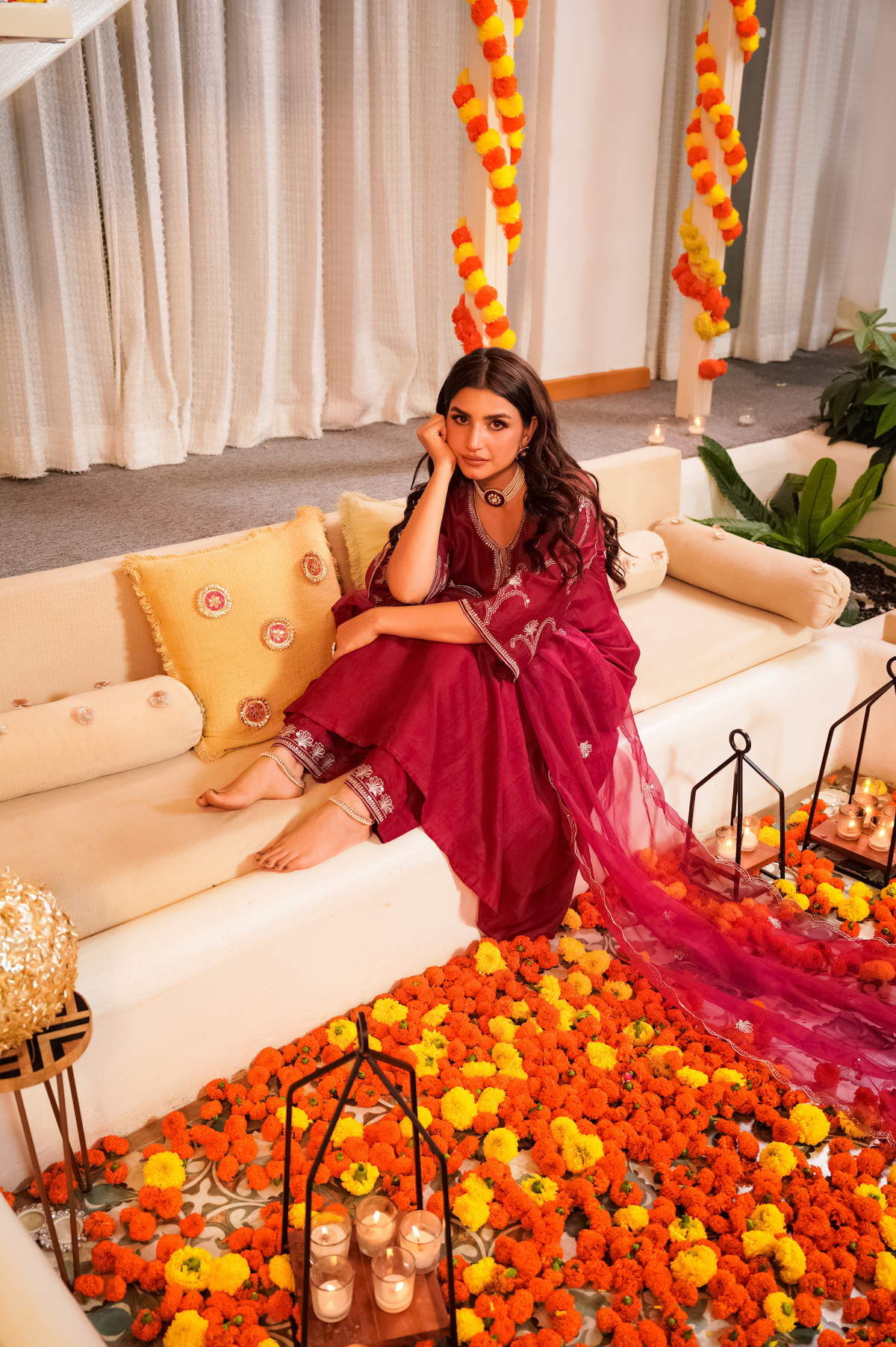QURAT CRIMSON  RUSSIAN SILK SUIT SET