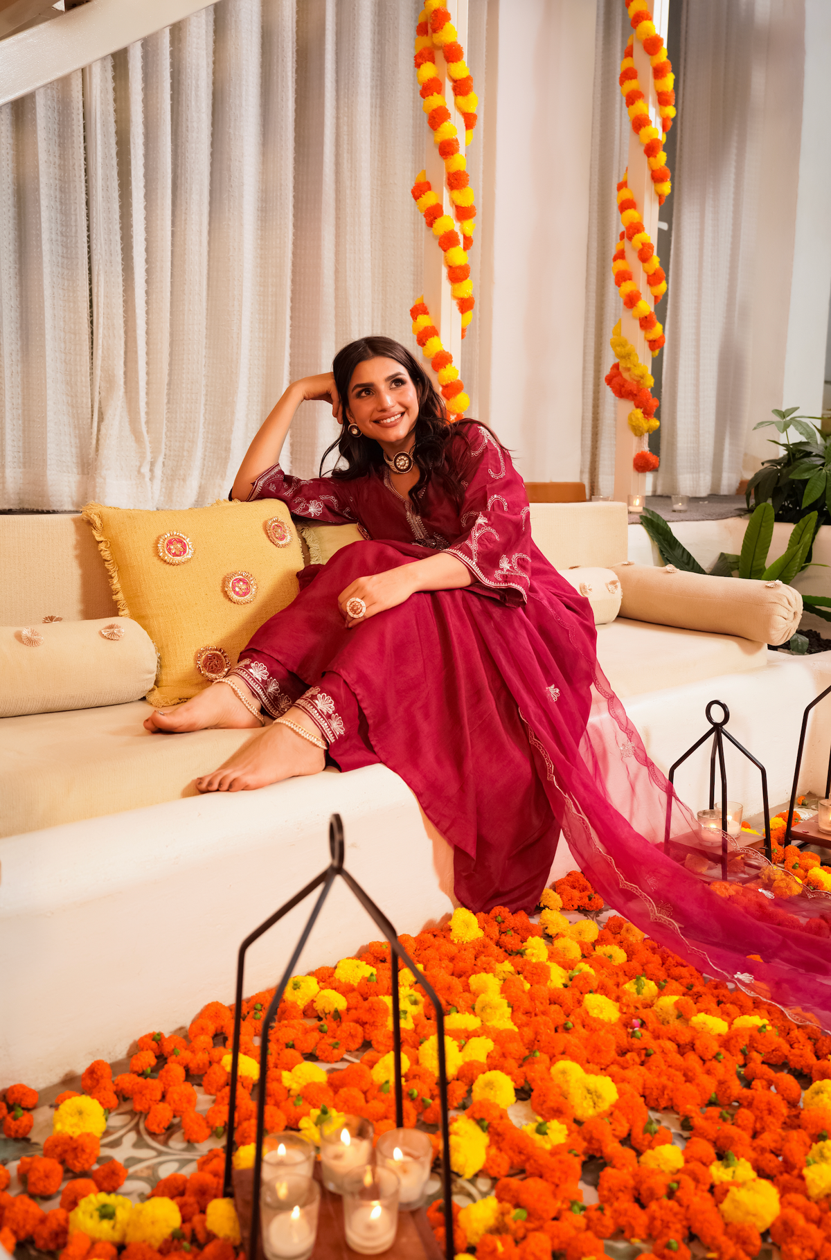 QURAT CRIMSON  RUSSIAN SILK SUIT SET