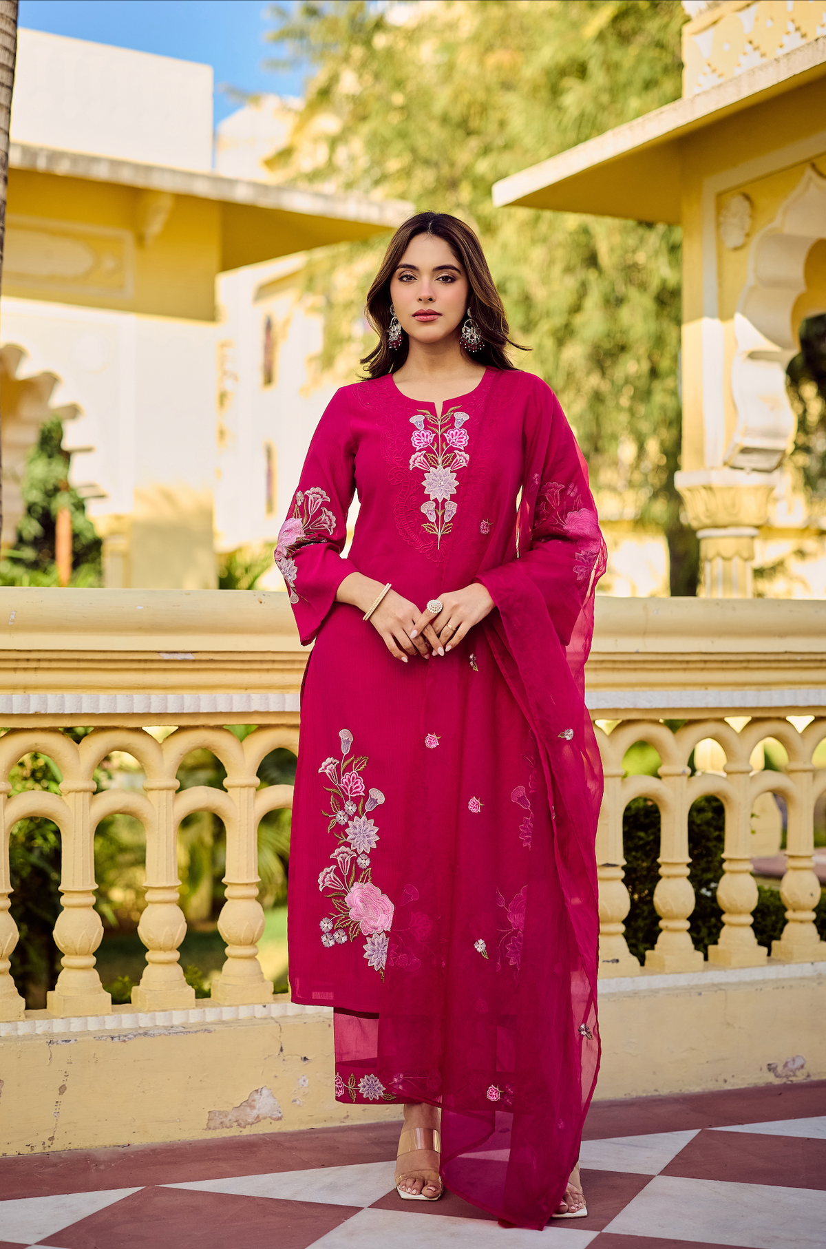 SIRAT MAGENTA CHIFFON SUIT SET