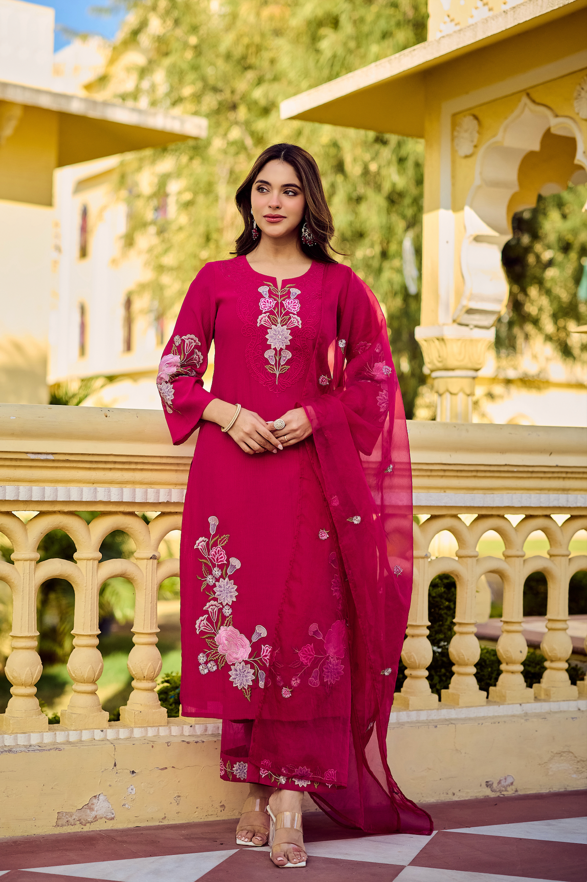 SIRAT MAGENTA CHIFFON SUIT SET