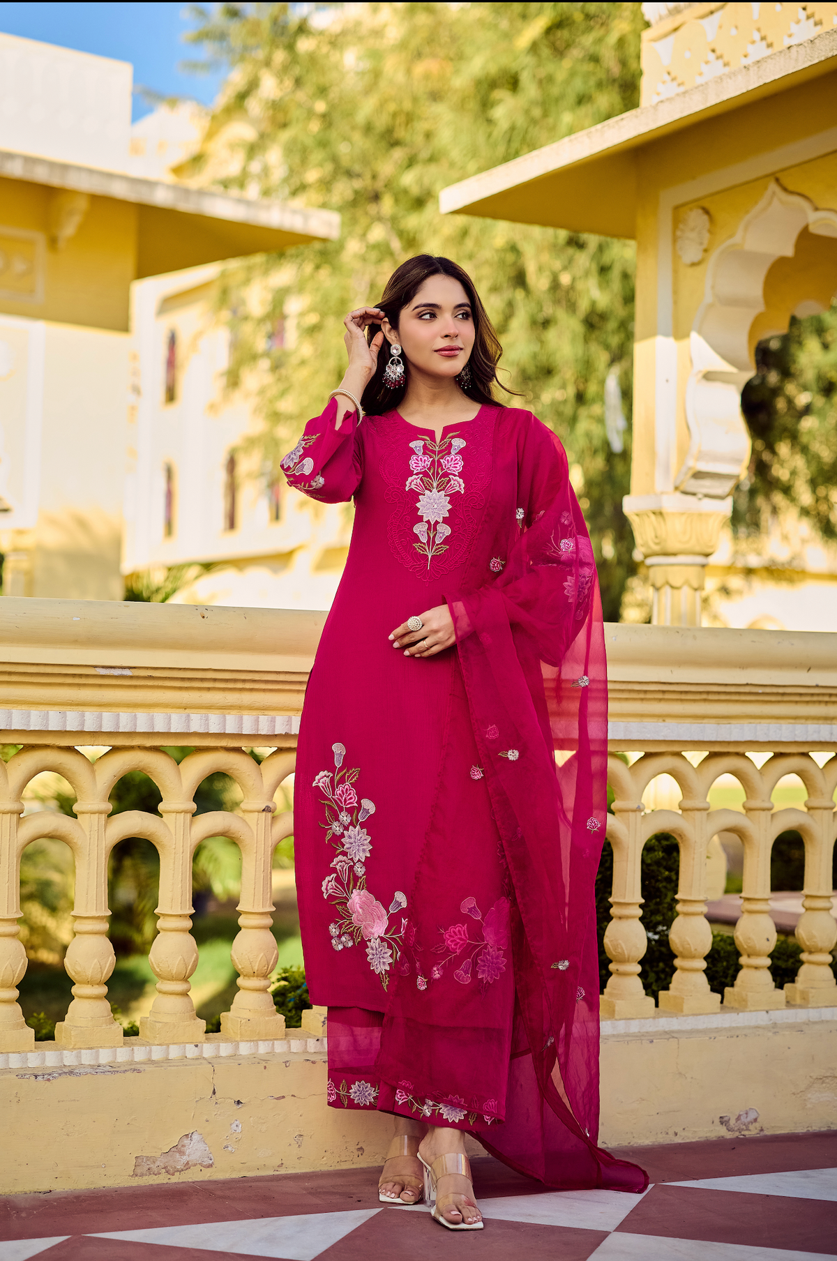 SIRAT MAGENTA CHIFFON SUIT SET