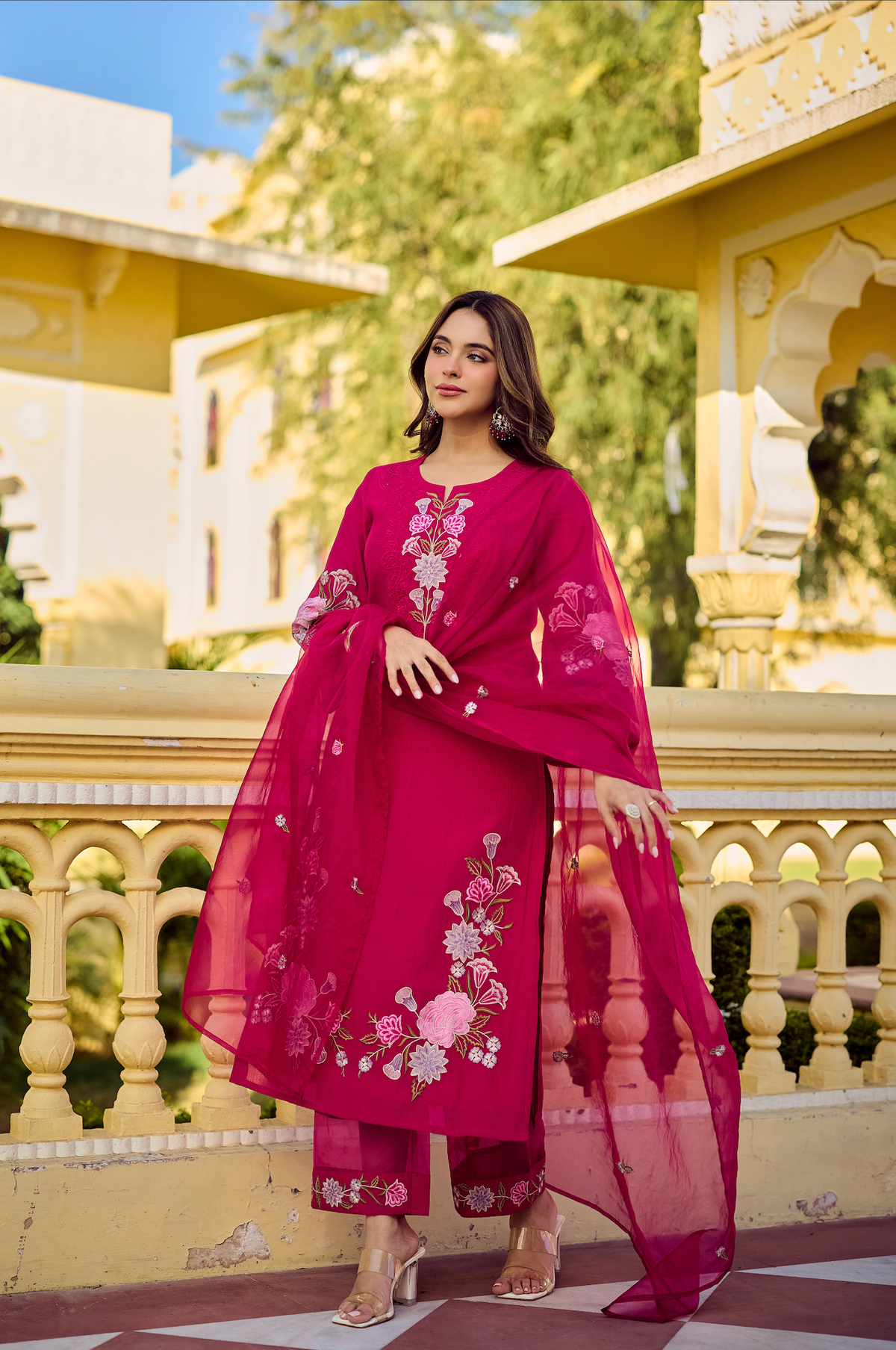 SIRAT MAGENTA CHIFFON SUIT SET