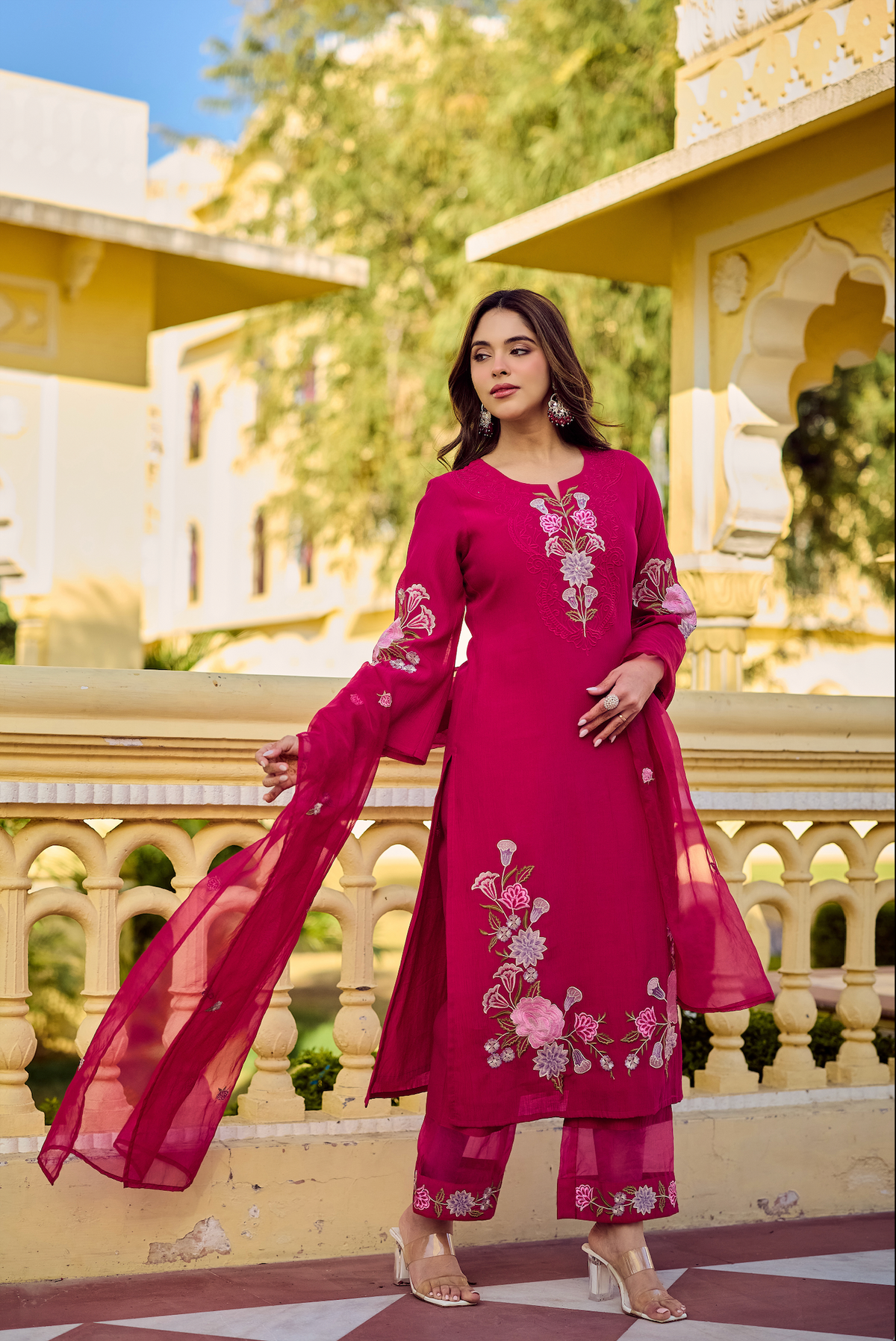 SIRAT MAGENTA CHIFFON SUIT SET