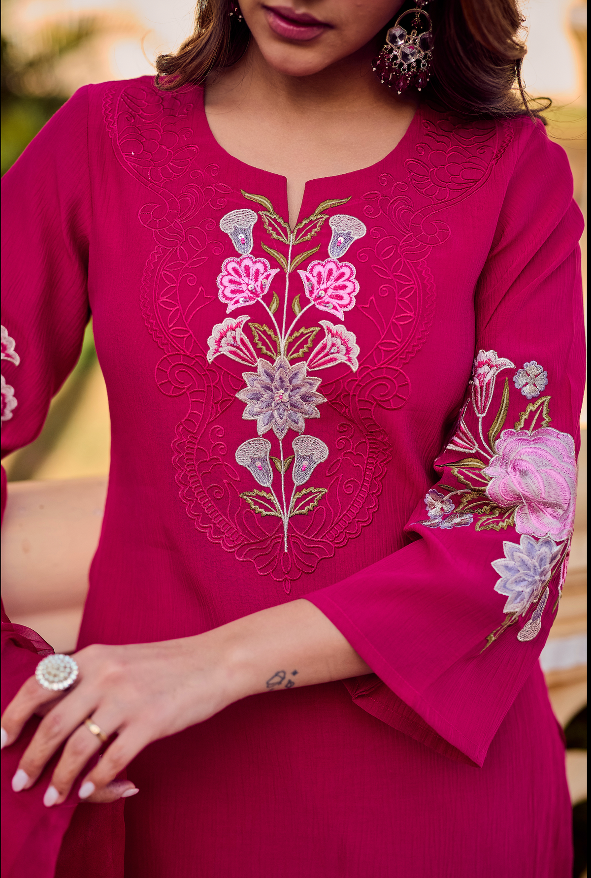 SIRAT MAGENTA CHIFFON SUIT SET