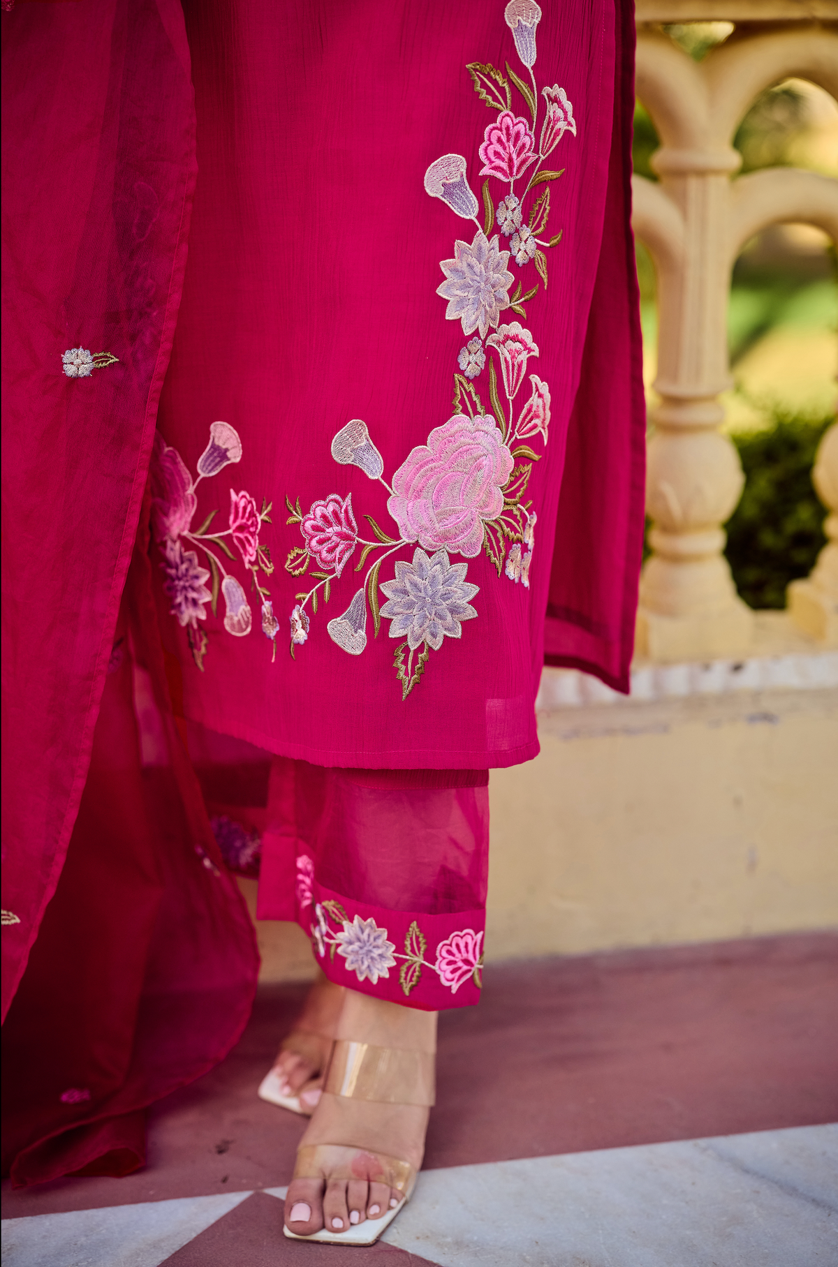 SIRAT MAGENTA CHIFFON SUIT SET